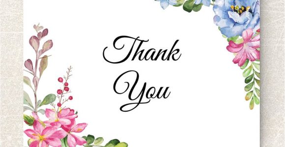 Greeting On Thank You Card Wedding Thank You Card Printable Floral Thank You Card