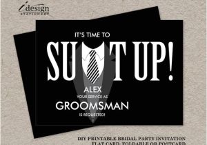 Groomsmen Proposal Template Printable Groomsman Proposal Card Suit Up Black Tuxedo