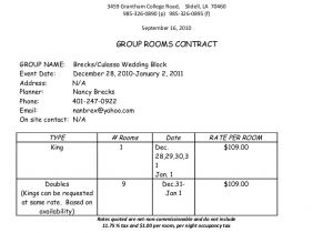 Group Contract Template for Hotel Contract Brecks