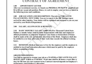 Group Contract Template for Hotel the Lotte Palace Hotel Contract Of Agreement Predrag