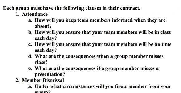 Group Contract Template for Students Investigating Authentic Questions Learning In Hand with