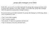 Group Leader Cover Letter Group Sales Manager Cover Letter