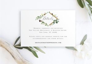 Guest Information Card Wedding Template Garden Wedding Details Template Bridal Shower Invite Inserts