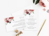 Guest Information Card Wedding Template Red Botanical Wedding Enclosure Card Template Printable