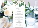 Guest Information Card Wedding Template White Floral Wedding Menu Template Printable Wedding Dinner