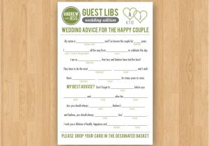 Guest Libs Wedding Edition Template Diy Printable Wedding Mad Libs Guestbook Colors Customizable