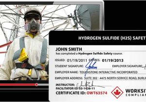 H2s Certification Card Template Hydrogen Sulfide H2s Worksite Safety
