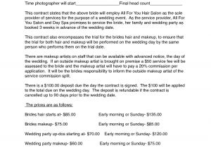 Hair Stylist Contract Template Wedding Hair Stylist Contract Agreement 11 Best Images Of