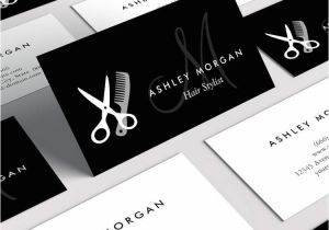 Hairdresser Business Card Templates Free Black White Monogrammed Hair Salon Hairstylist Business