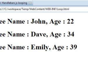 Handlebars Template Tutorial Handlebars Js Looping Using the Each Helper top Java