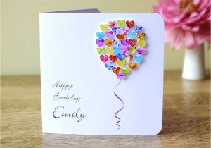 Handmade Birthday Card for Girl Personalised Birthday Card Customised Colourful Balloon