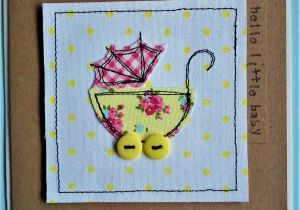 Handmade Card for A Baby Handmade Sewn New Baby Card Made with Pretty Fabrics and