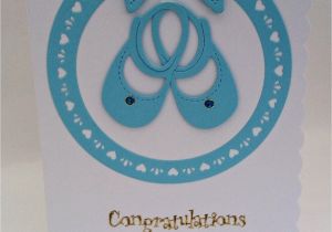 Handmade Card for A Baby Newborn Baby Boy Card Design Includes Blue Baby Shoes Blue