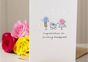 Handmade Card for A Baby Personalised button Pram Handmade New Baby Card I E I