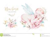 Handmade Card for A Newborn Baby Boy Cute Newborn Watercolor Baby New Born Child Illustration