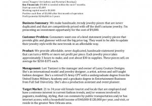 Handmade Jewelry Business Plan Template Business Plan Lacey Couture Designs
