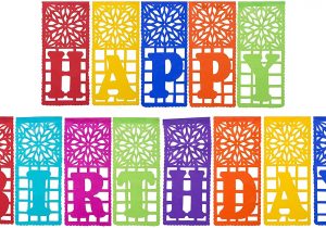 Happy Birthday Amazon Gift Card Paper Full Of Wishes I Mexican Plastic Papel Picado Banner I Happy Birthday I Multi Color Large Letrero Banner for Mexican theme Birthdays