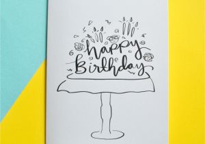 Happy Birthday Card Black and White Black and White Cake Happy Birthday Card with Images