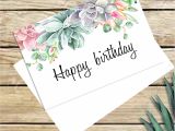 Happy Birthday Card Happy Birthday Card Birthday Card for Her Happy Birthday Watercolor Succulent