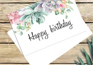 Happy Birthday Card Happy Birthday Card Birthday Card for Her Happy Birthday Watercolor Succulent