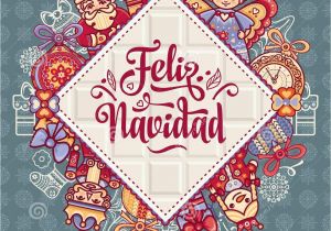 Happy Birthday Card In Spanish Feliz Navidad Xmas Card On Spanish Language Stock Vector