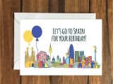 Happy Birthday Card In Spanish Lets Go to Spain for Your Birthday Blank Greeting Card