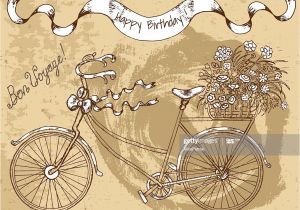 Happy Birthday Card New Zealand Alles Gute Zum Geburtstagkarte Mit Alten Fahrrad Und Blumen