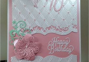 Happy Birthday Card Quarter Fold 70th Birthday Card Using Tied together Embossing Folder