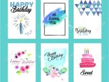 Happy Birthday Card Ready to Print Collection Of Modern Design Birthday Greeting Cards Hand Drawn