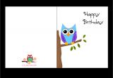 Happy Birthday Card Ready to Print Cute Owl Sitting On A Branch Happy Birthday Card Happy