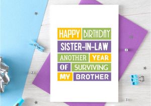 Happy Birthday Card Sister In Law Funny Sister In Law Birthday Card Sister In Law Card
