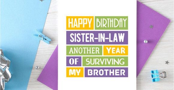 Happy Birthday Card Sister In Law Funny Sister In Law Birthday Card Sister In Law Card