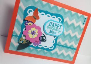 Happy Birthday Card to Mom Mother Birthday Card Happy Birthday Mom orange and Aqua