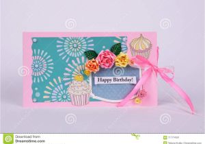 Happy Birthday Card with Flowers Handmade Greeting Card with Flowers Stock Image Image Of