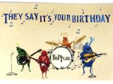 Happy Birthday Card with Music Beatles Birthday Card Musical Card Design Template