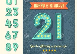 Happy Birthday Card with Name Edit Retro Birthday Card with Light Bulb Sign Numbers Stock