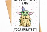 Happy Birthday Gift Card with Name Baby Yoda Birthday Card D Yoda Happy Birthday Happy