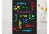 Happy Birthday Gift Card with Name Personalized Greeting Card Black 65th Birthday Card