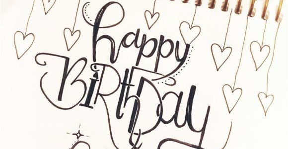 Happy Birthday Hand Lettering Card Geburtstagskarte Gluckwunschkarte Geburtstag Lettering