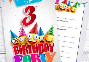 Happy Birthday Invitation Card Images Details About Emoji 3rd Birthday Invitations Ready to Write with Envelopes Pack 10