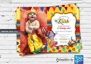 Happy Birthday Invitation Card In English Krishna Hindu God themed Birthday Invite Invitation Card