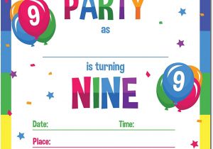 Happy Birthday Invitation Card In English Papery Pop 9th Birthday Party Invitations with Envelopes 15 Count 9 Year Old Kids Birthday Invitations for Boys or Girls Rainbow