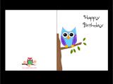 Happy Birthday Pop Up Card Template Pdf Cute Owl Sitting On A Branch Happy Birthday Card Happy
