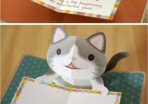 Happy Birthday Pop Up Card Template Pdf Pattern Pop Up Card Kitten Digital Download File Pop