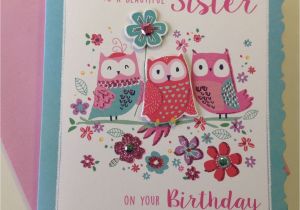 Happy Birthday Sister Card Images Sister Birthday Card 3d to A Beautiful Sister with Owls
