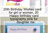 Happy Birthday Wishes Card Images 20th Birthday Wishes Card for Girl or Woman 20 Happy