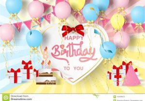 Happy Birthday Wishes Card Images Paper Art Of Happy Birthday Elements Background Vector