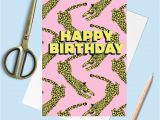 Happy Birthday Wishes Card with Name Happy Birthday Leopard Greetings Card