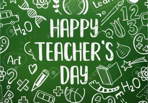 Happy Teachers Day Card Printable Happy Teacher S Day Greeting On School Realistic Green Chalkboard