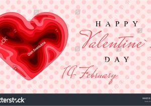 Happy Valentine Day Card with Name Happy Valentines Day 3d Paper Cut Stock Vektorgrafik